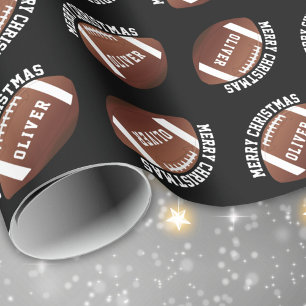 American Football Ballen Naam Zwart Kerstmis Cadeaupapier