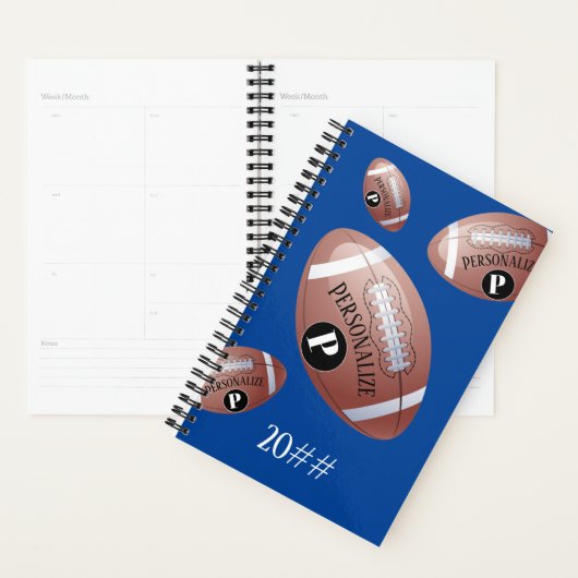 American Football Baller Monogram Custom Multi Planner (Display)
