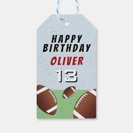 American Football Balls Happy Birthday Cadeaulabel (Achterkant)