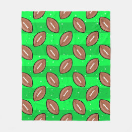 American Football Balls - Pattern on Green Fleece Deken