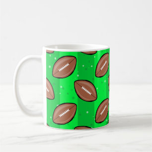 American Football Balls - Pattern on Green Koffiemok