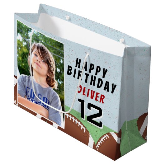 American Football Balls Verjaardagsfoto Groot Cadeauzakje (Voorkant Gekanteld)