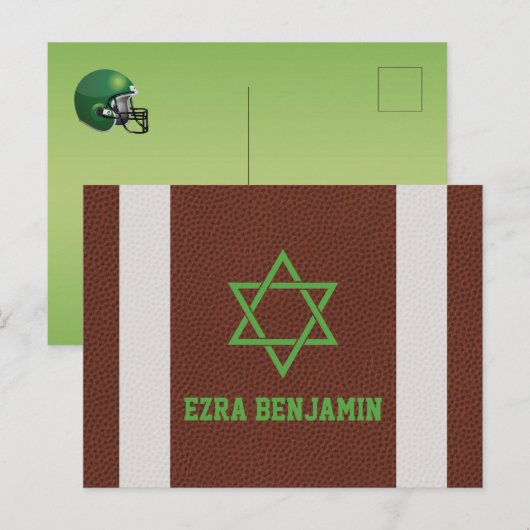 American Football Bar Mitzvah Dank je wel Briefkaart (Voorkant / Achterkant)