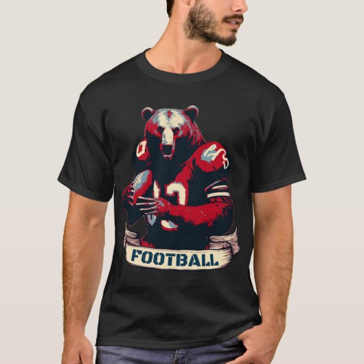 American Football Bear Vintage   T-shirt (Voorkant)