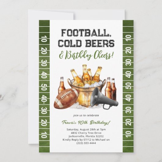 American Football & Beers Adult Birthday Kaart (Voorkant)