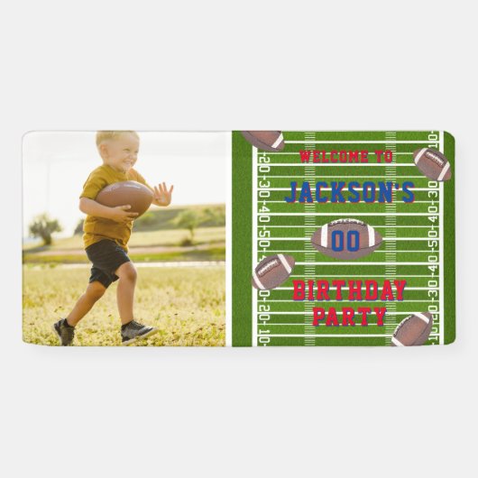 American Football Birthday Party Photo Spandoek (Horizontaal)