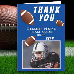 American Football Blau Bedankt Coach Fotokaart