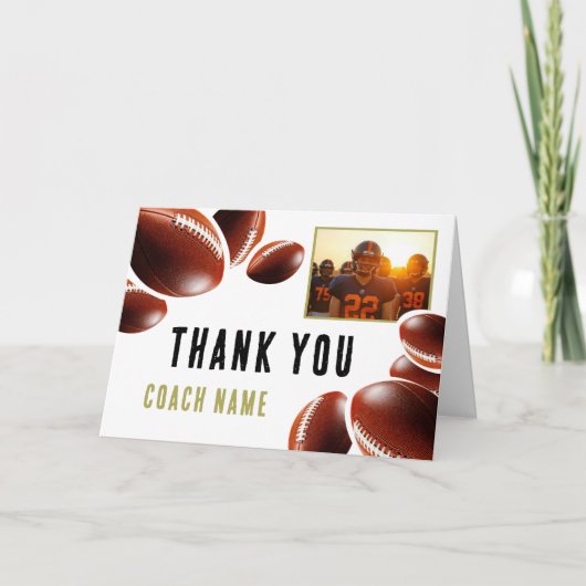 American Football Coach Naam Foto Bedankkaart (Voorkant)