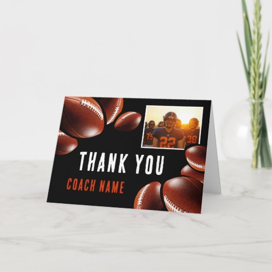 American Football Coach Naam Foto Bedankkaart (Voorkant)