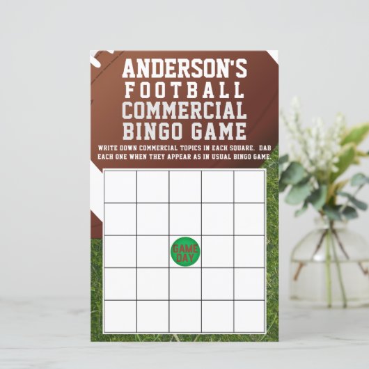 American Football Commercial Bingo Spel (Staand voorkant)