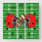 American Football Design Vierkante Klok (Voorkant)