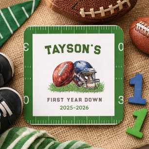 American Football Eerste Jaar Down 1e Verjaardag Vierkante Sticker