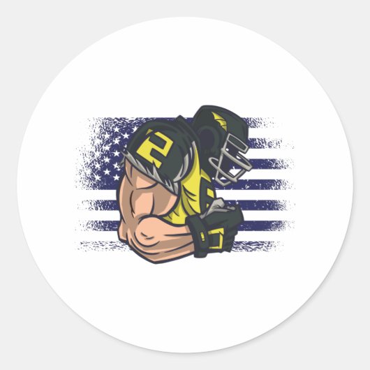American Football Fan Jersey Shirt USA Flag Ronde Sticker (Voorkant)