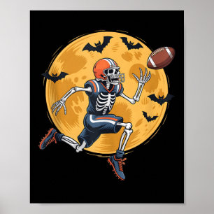 American Football Fan Skelet Halloween Heren Jonge Poster