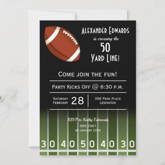 American Football Field Verjaardag Kaart (Voorkant)