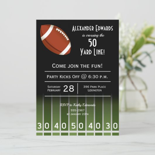 American Football Field Verjaardag Kaart (Staand voorkant)