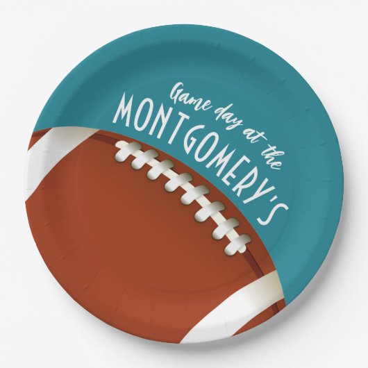 American Football Game Dag Aqua Papieren Bordje (Voorkant)