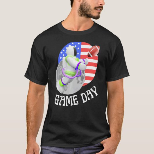 American Football  game Day USA Flag Astronaut Moo T-shirt (Voorkant)