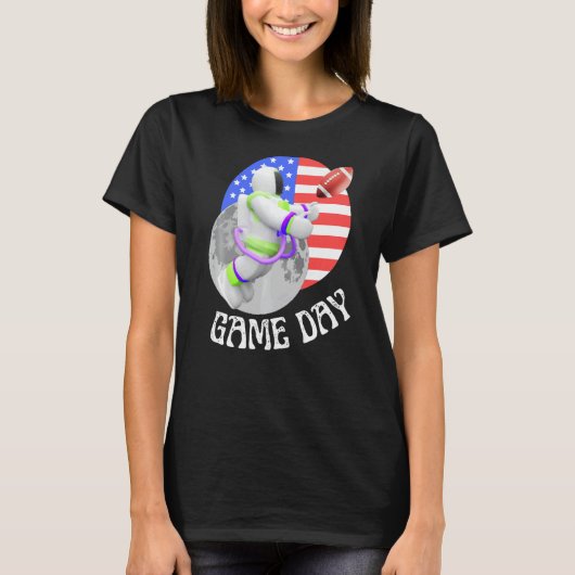 American Football game Day USA Flag Astronaut Moo T-shirt (Voorkant)