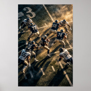 American Football Goal Line Gevecht – Bovenaanzich Poster