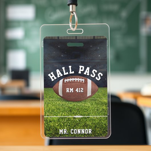 American Football Gym Teacher Student Hall Pass Badge