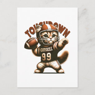 American Football Kat - Touchdown Purrfectie Briefkaart