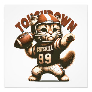 American Football Kat - Touchdown Purrfectie Foto Afdruk