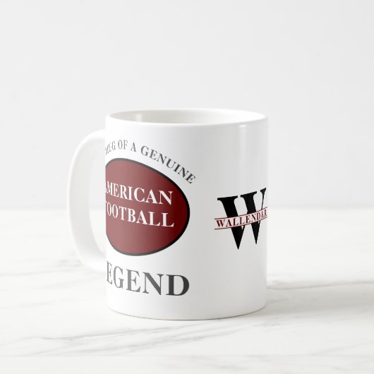 American Football Legend Monogram Jouw naam toevoe Koffiemok (Voorkant links)