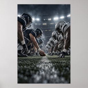 American Football Line of Scrimmage – Zwart en Wit Poster