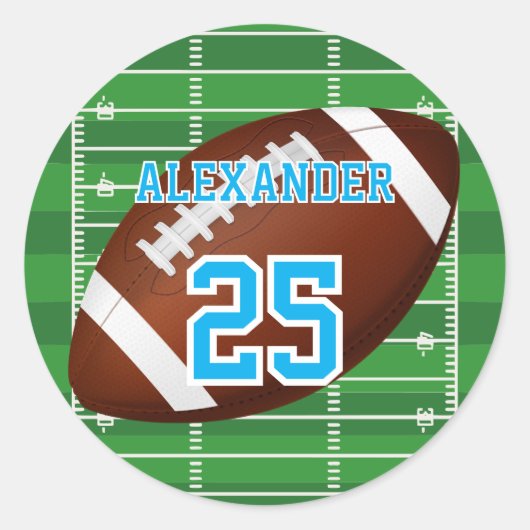 American Football | Naam en nummer Ronde Sticker (Voorkant)