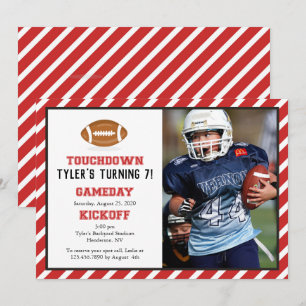 American Football Photo Birthday Invitation Kaart