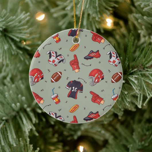 American Football Player Equipment met snacks Keramisch Ornament (Boom)