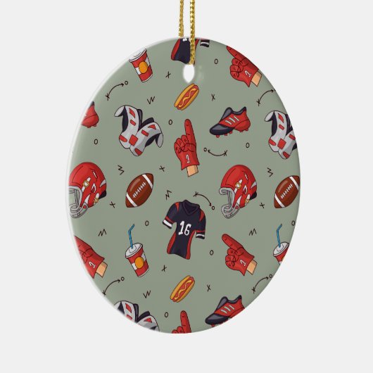 American Football Player Equipment met snacks Keramisch Ornament (Rechts)