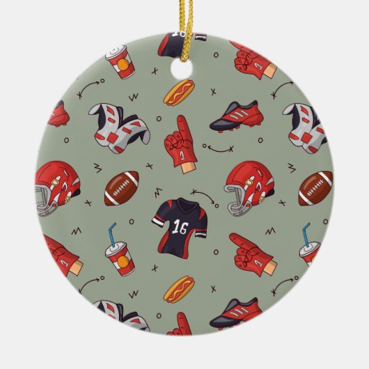 American Football Player Equipment met snacks Keramisch Ornament (Voorkant)