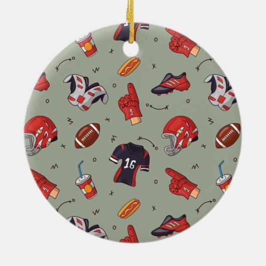 American Football Player Equipment met snacks Keramisch Ornament (Achterkant)