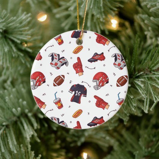 American Football Player Equipment met snacks Keramisch Ornament (Boom)