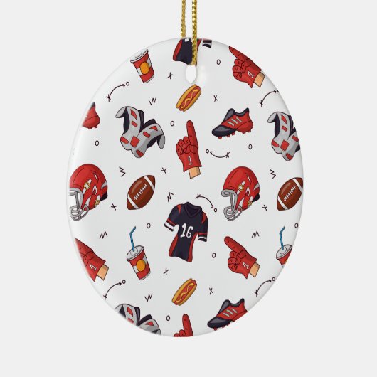 American Football Player Equipment met snacks Keramisch Ornament (Rechts)
