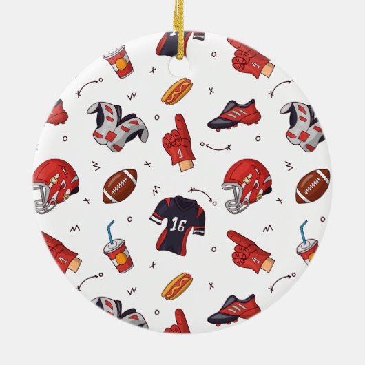 American Football Player Equipment met snacks Keramisch Ornament (Achterkant)