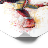 American Football Player Hardlopen met Ball Poster (Hoek)