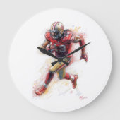 American Football Player Hardlopen met Ball Poster Grote Klok (Voorkant)