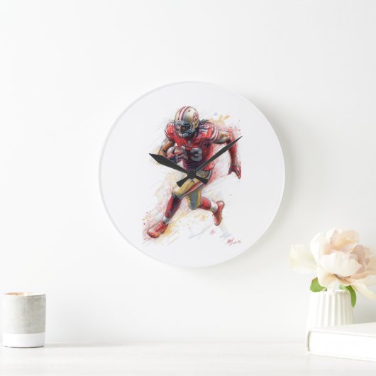 American Football Player Hardlopen met Ball Poster Grote Klok (Huis)