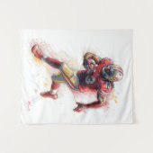 American Football Player Hardlopen met Ball Poster Wandkleed (Voorkant (horizontaal))