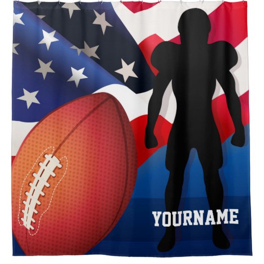 American Football Player Silhouette met Amerikaans Douchegordijn (Voorkant)