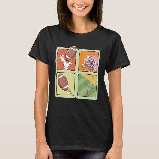 American Football Player Tackle Retro Sport T-shirt (Voorkant)