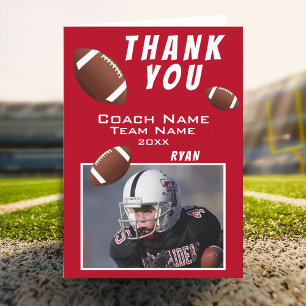 American Football Rode Dank je Coach Fotokaart Bedankkaart