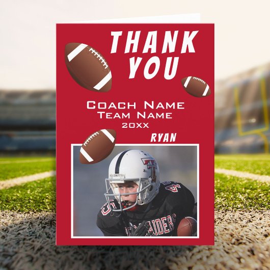 American Football Rode Dank je Coach Fotokaart Bedankkaart