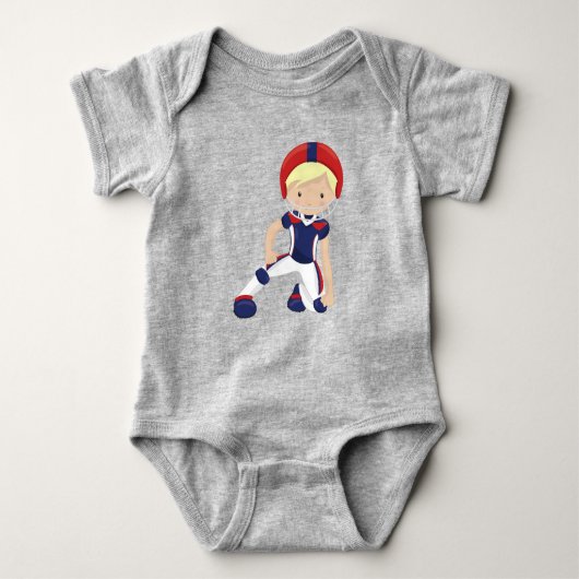 American Football, Schattig Jongen, Blond Haar, Ru Romper (Voorkant)