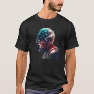 American Football Speler Amerikaanse Vlag Patriott T-shirt