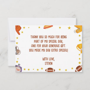 American football sport bal kinderen verjaardag bedankkaart