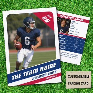 American Football Team Trading Card Rood Wit Blauw Contactkaartje